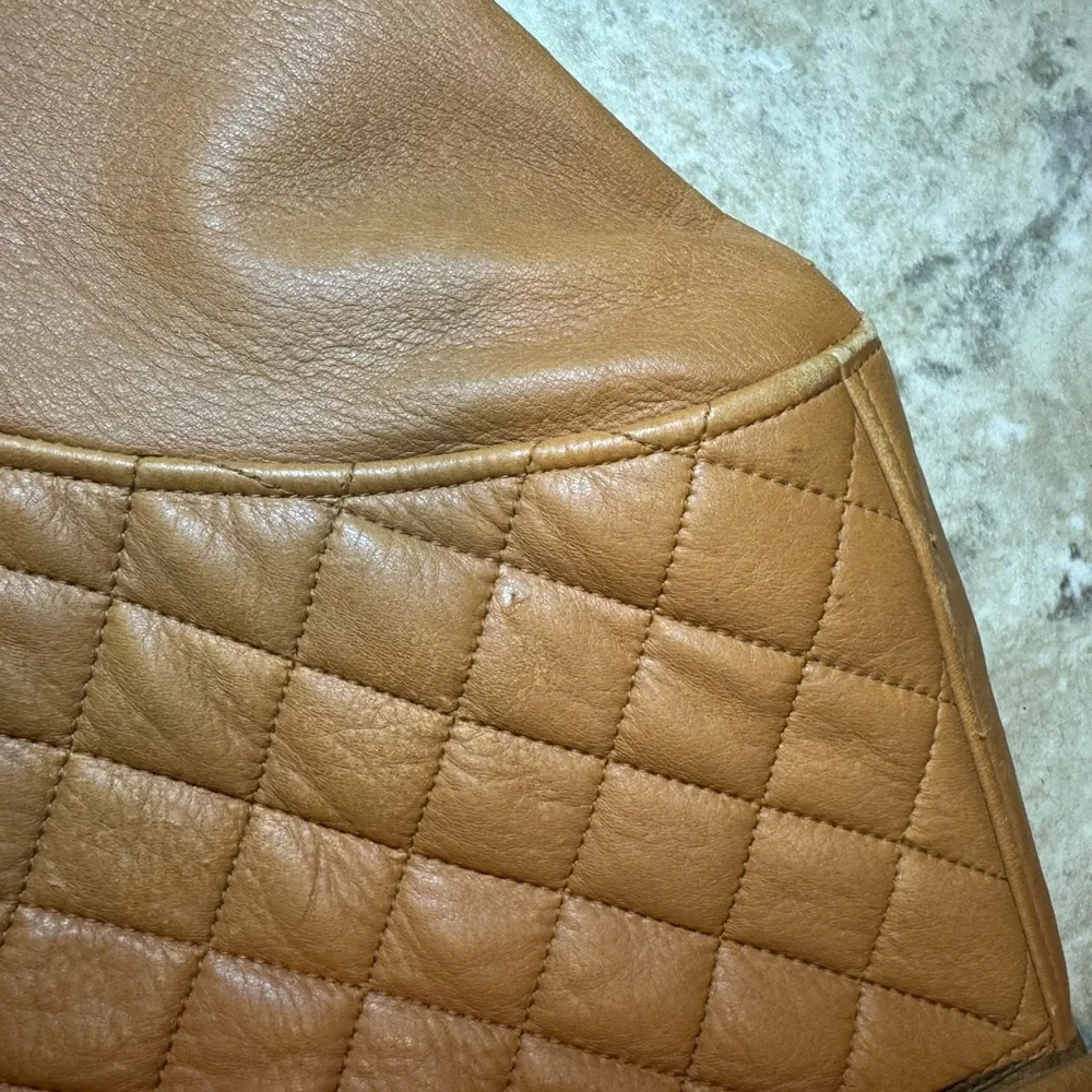 Vintage Genuine Deerskin Leather Coat Custom Made Brown Quilted Western Jacket